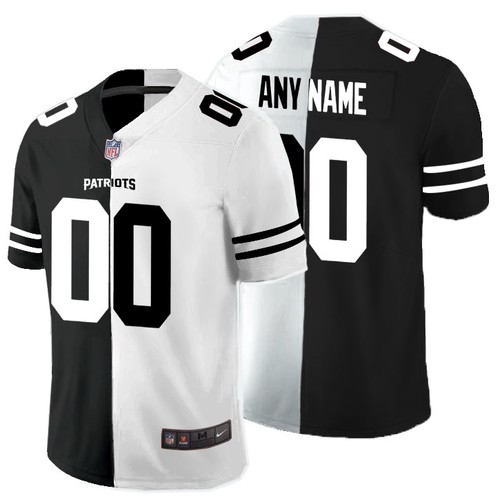 Men's New England Patriots ACTIVE PLAYER Black & White NFL Split Limited Stitched Jersey